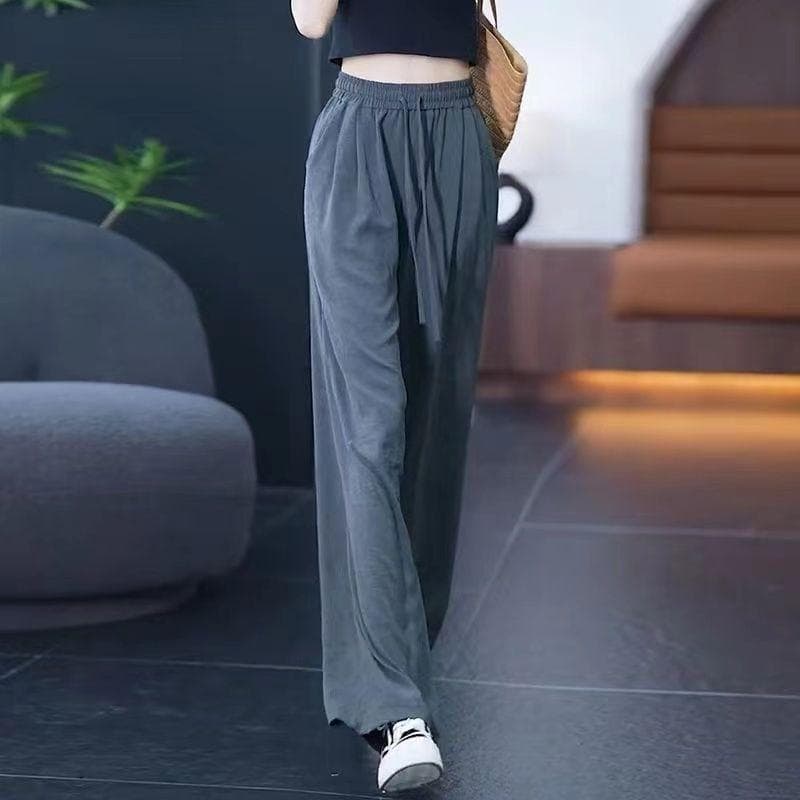 Silk Wide-leg Pants for Women In Summer, New Style, Slim and Drooping, Lazy Style, Casual, High Waist Loose XXXL