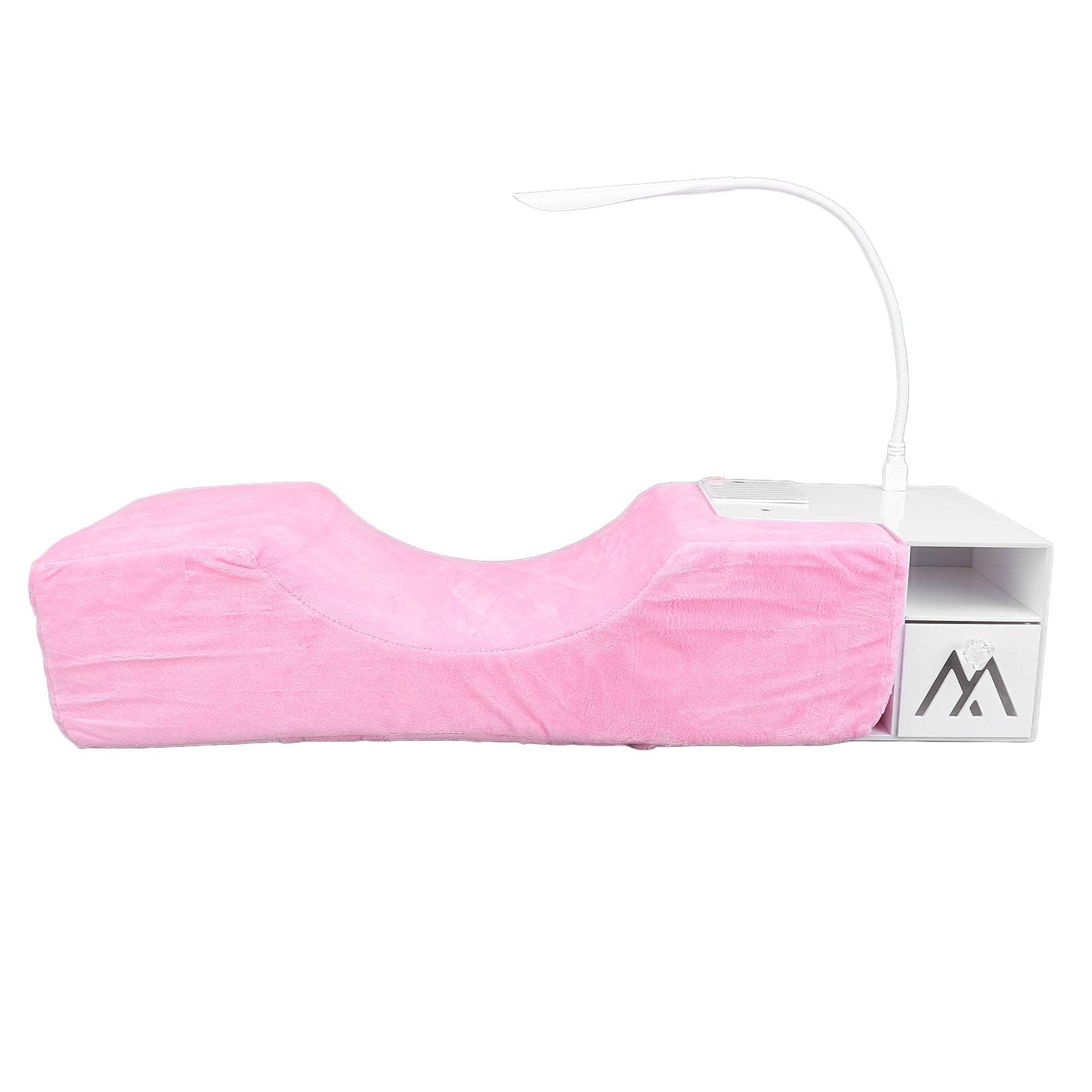 Lash Extension Pillow with Shelf Organizer Stand 3 Brightness LED Light Blue Lighting Pink U Shaped