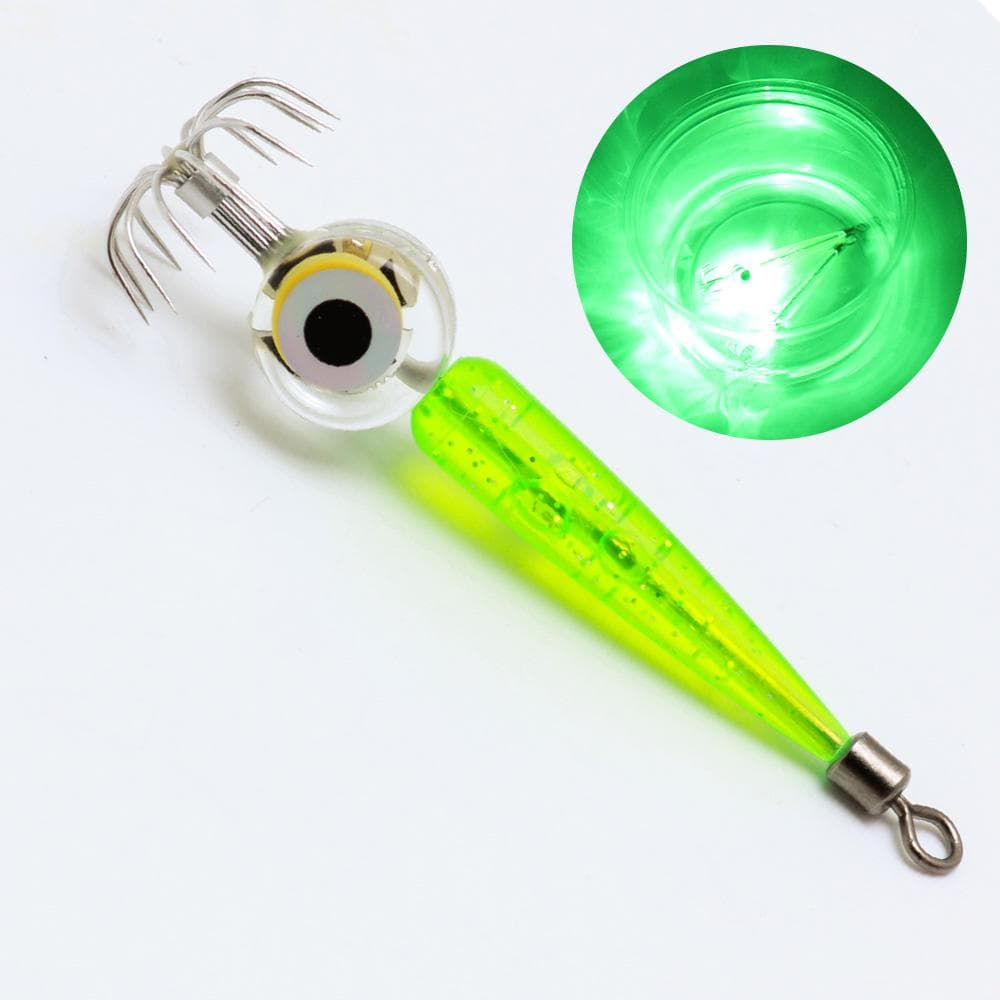 1 pc type of luminous squid hook, sea fishing octopus hook, LED flash underwater fishing light with umbrella hook accessories green