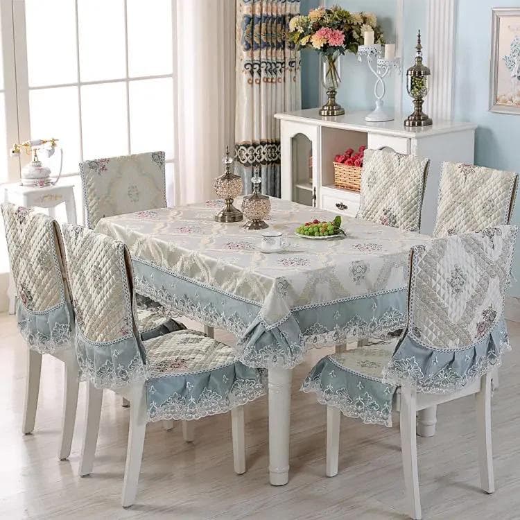 Lace Skirt Hem Chair Cover European Style Dining Table Cloth Cushion Flat Printed Tablecloth Fabric Art Stool Cover Cloth 110x160cm