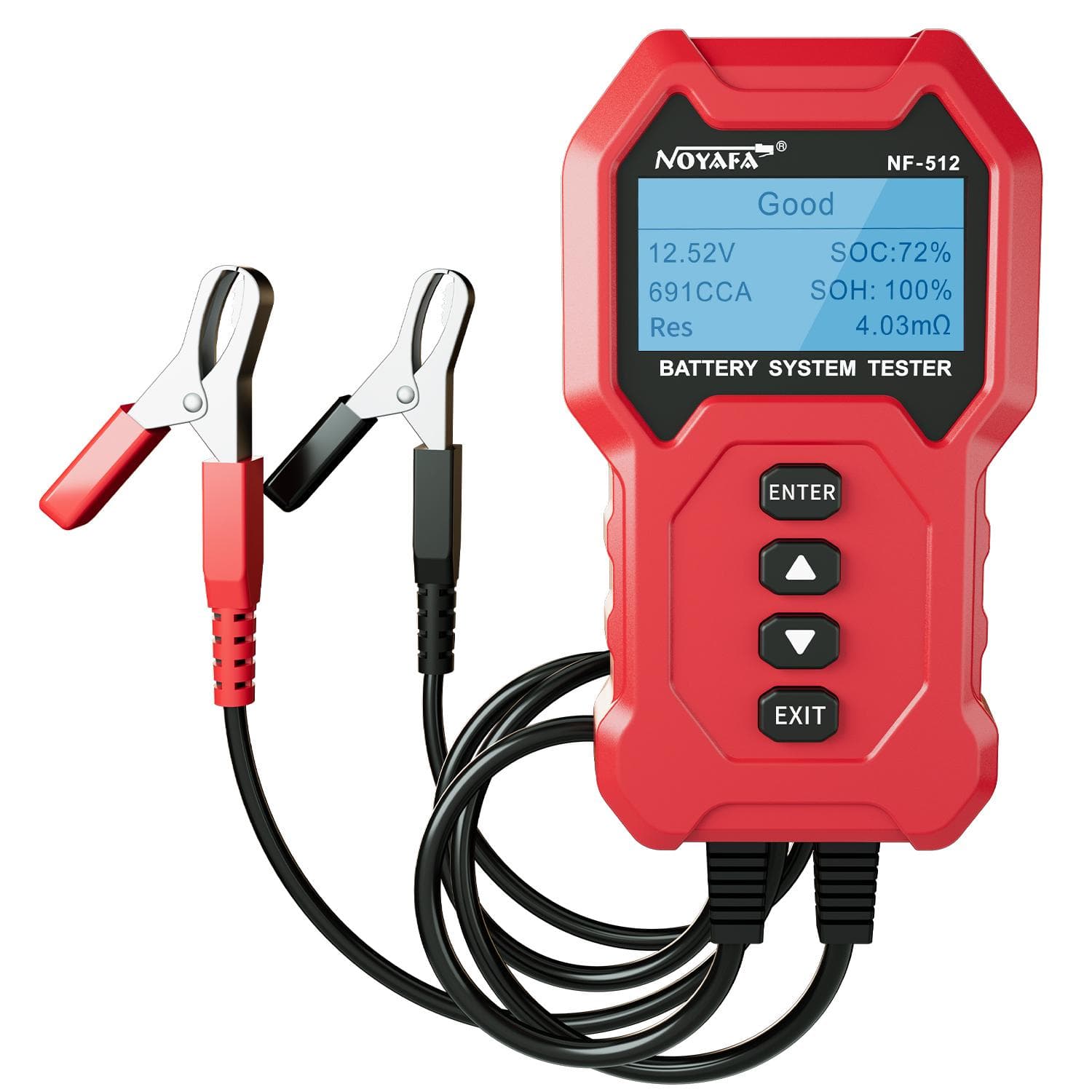 NOYAFA NF-512 Car Battery Tester Analyzer 12V 24V Battery Analyzer Automotive Quick Load Plug red