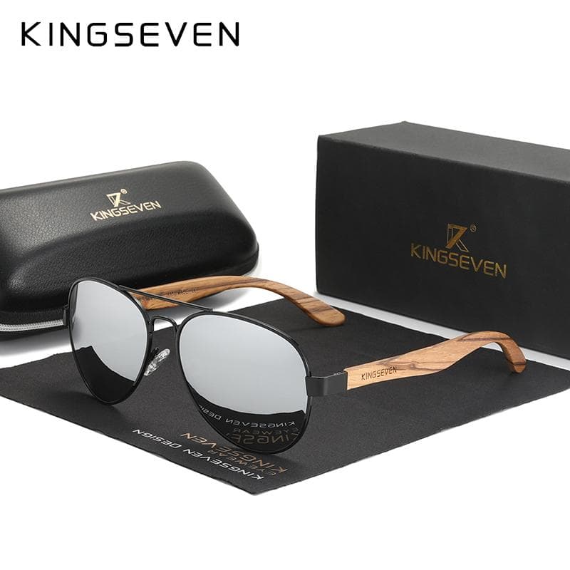 KINGSEVEN Handmade Wood Sunglasses Polarized Men's Glasses UV400 Protection Mirror Eyewear Wooden Temples Oculos M