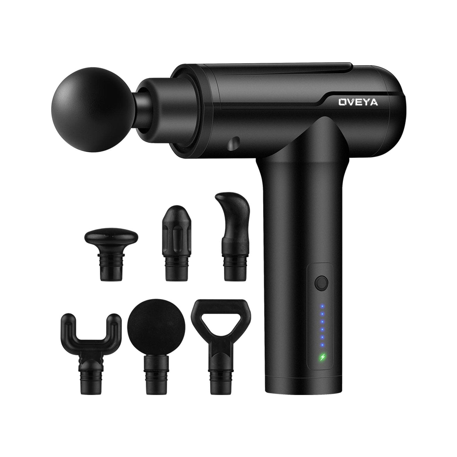 OVEYA Massage Gun With 6 Heads Handheld Muscle Therapy Massager Body Deep Tissue Muscle Massager US Plug black