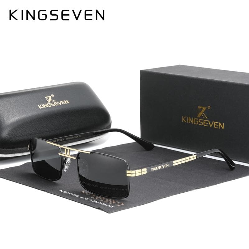 New Arrived KINGSEVEN Polarized Sunglasses Stainless Steel Vintage Frame Brand Rectangle Design Driving Fishing Sun glasses N760 M