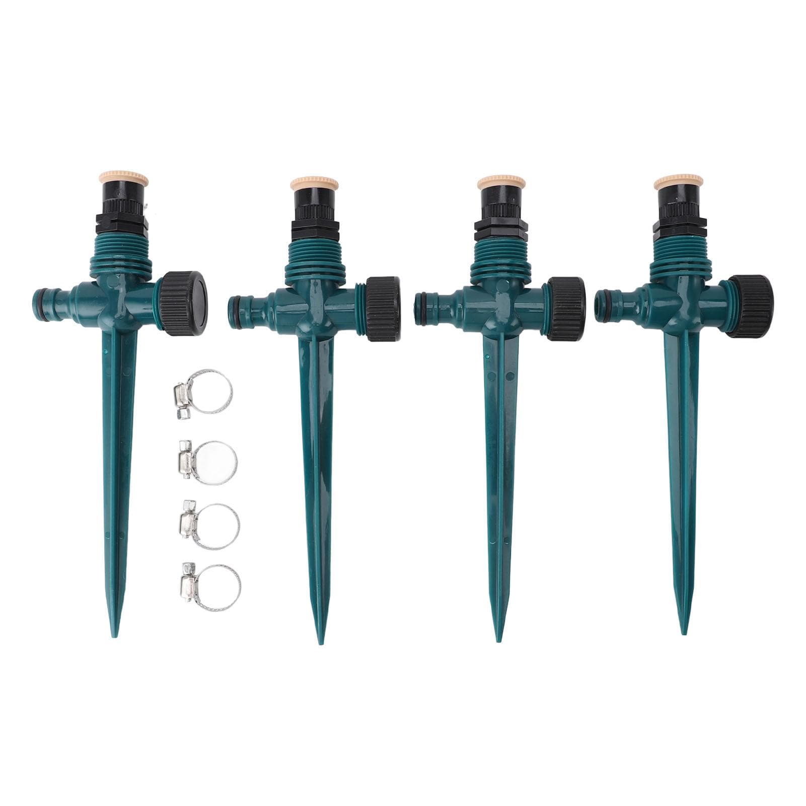 4pcs Garden Sprinklers Professional Efficient 360 Degree Automatic Rotating Lawn Sprinkler for Yard dark green