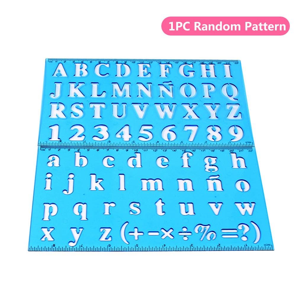 Plastic Drawing Ruler Alphabet & Number Hollow Template Stencil Learning Tool for Children Students
