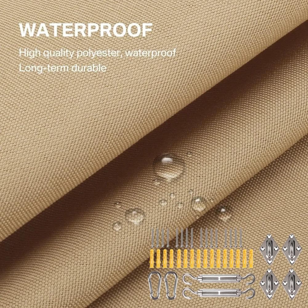 Sun Shade Sail Curved Commercial Outdoor Shade Cover Rectangle Triangle Heavy Duty Waterproof for Backyard Patio Garden Deck Triangle 3.6x3.6m sand