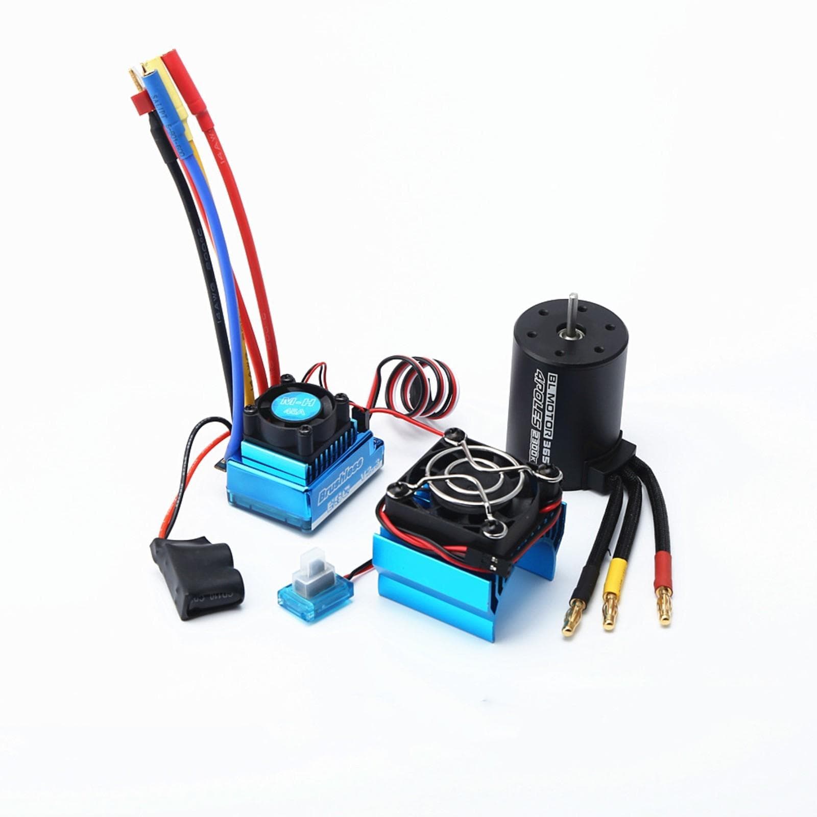 3650 2300KV Brushless Motor & with 120A ESC & Heat Sink Cover Combo Replacement for HSP HPI Wltoys 60A blue