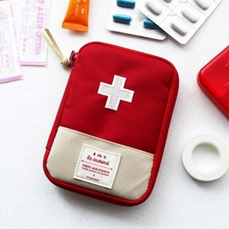 Mini Portable Medicine Bag Travel First Aid Kit Medicine Bag Storage Bag Survival Kit Medicine Box Outdoor Emergency Camping red