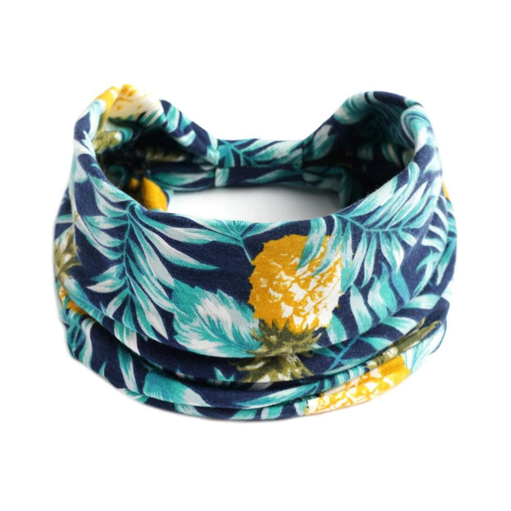 New Vintage Knot Elastic Headbands Turban Headwrap Wide For Women Girls Flower Print Cotton Soft Boho Bandana Hair Accessories 25