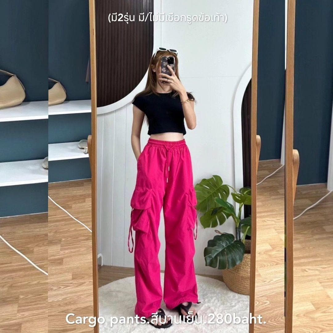Casual pants men's spring summer retro loose wide-leg straight paratrooper long pants 3XL rose red
