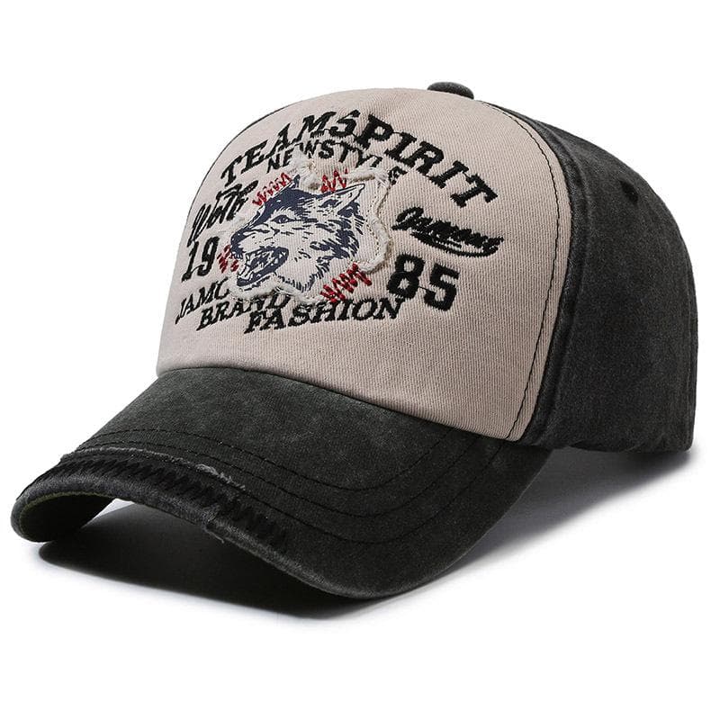 New Unisex Washed Cotton Cap WOLF Embroidery Vintage Baseball Cap Men Women Casual Outdoor Dad Hats 56cm-60cm