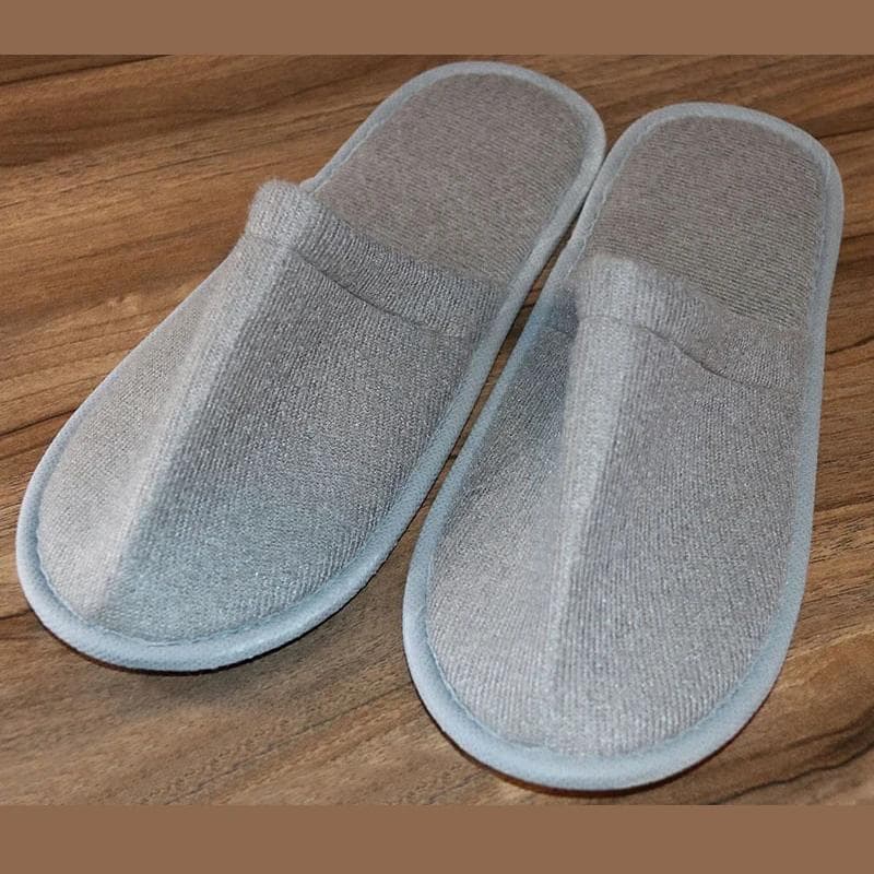 10 Pairs Luxurious Plush Slippers Women Men Travel Hotel Slides Homestays Households Shoes Non-slip Disposable Slippers 38-43 (28cm) gray