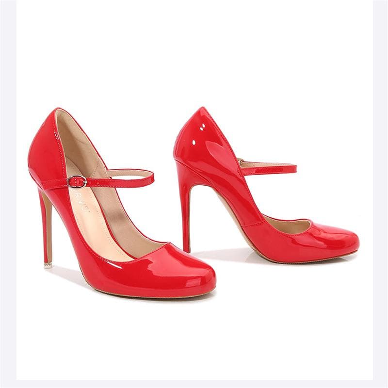 12cm Stiletto High Heel Unisex Sleek Night Club Round Toe Pump Plus Size Shoes Party Shoes Size35-46 45 red