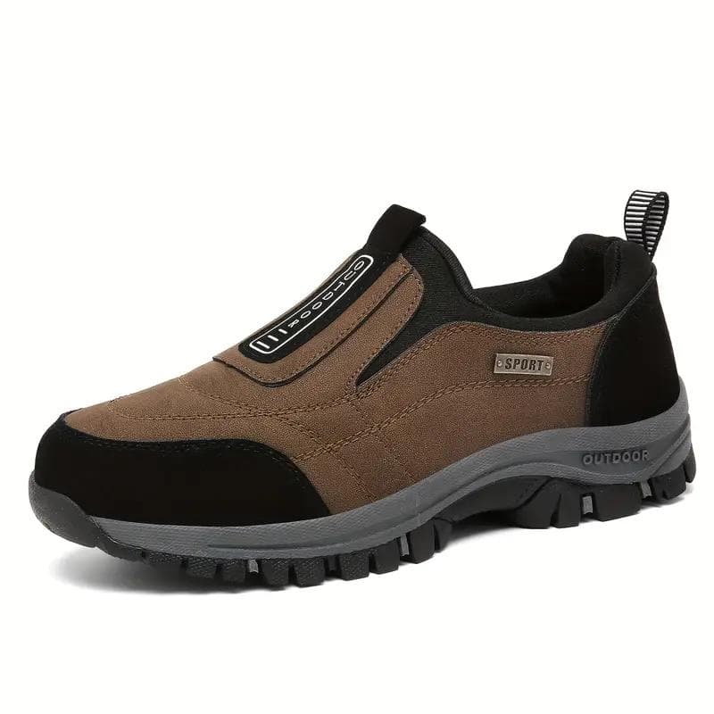 Men'S Slip-On Hiking Shoes - Thick Cushioned Sole, Breathable Fabric Upper, Lightweight & Comfortable for Outdoor Walking 44 brown