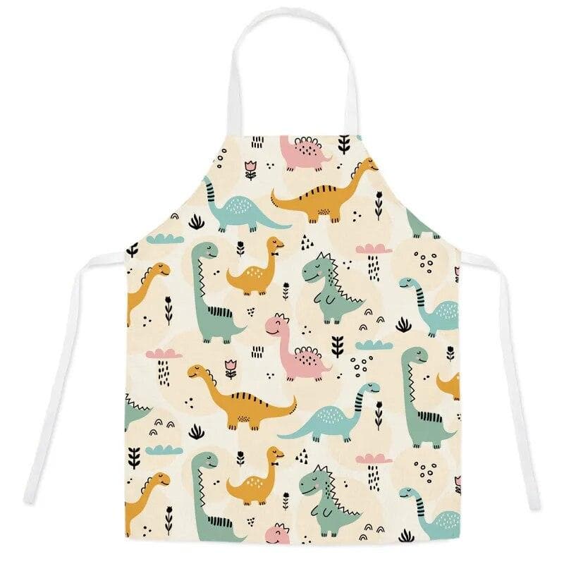 Cute Cartoon Dinosaur Apron Children's Kitchen Cooking Linen Apron Adult Children Bib Apron Cleaning Apron 47X38CM 68X55CM 68X55CM
