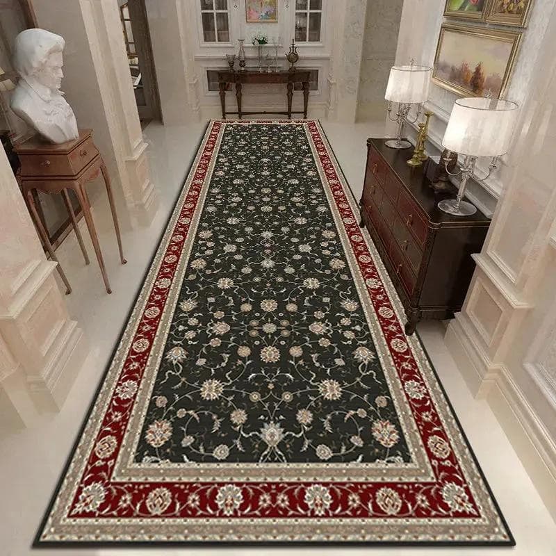 Retro Luxury Gray Long Carpet Home Decoration Hotel Corridor Entrance Doormat Stair Mat Customizable Non-slip Carpet 50x180cm