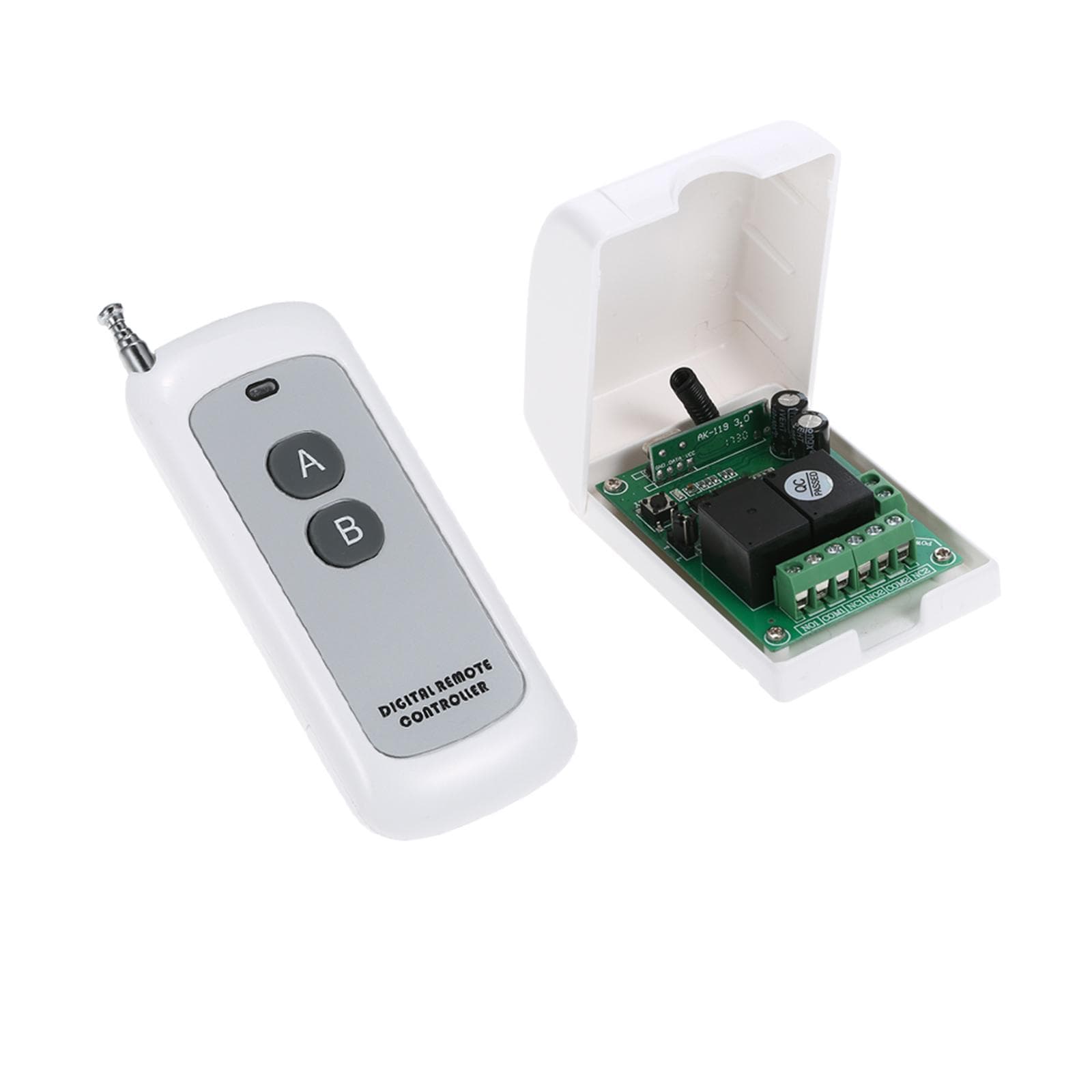Smart Home 433Mhz RF DC 12V 2CH Learning Code Wireless Remote Control Switch Relay Receiver Pack of 1 white