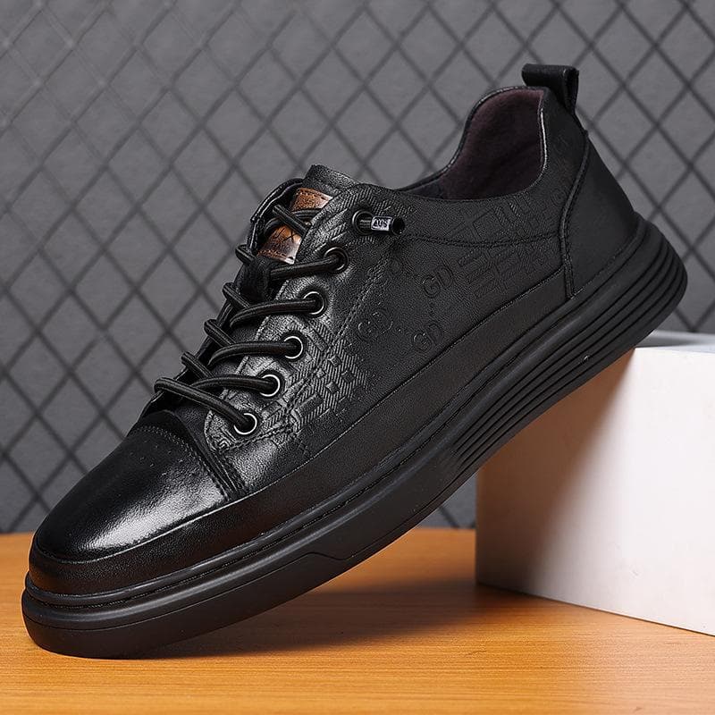 Spring New Men's Top Layer Cowhide Casual Sneakers Slip on Genuine Leather Sports Shoes Men's Fashion Plaid Men's Shoes 44