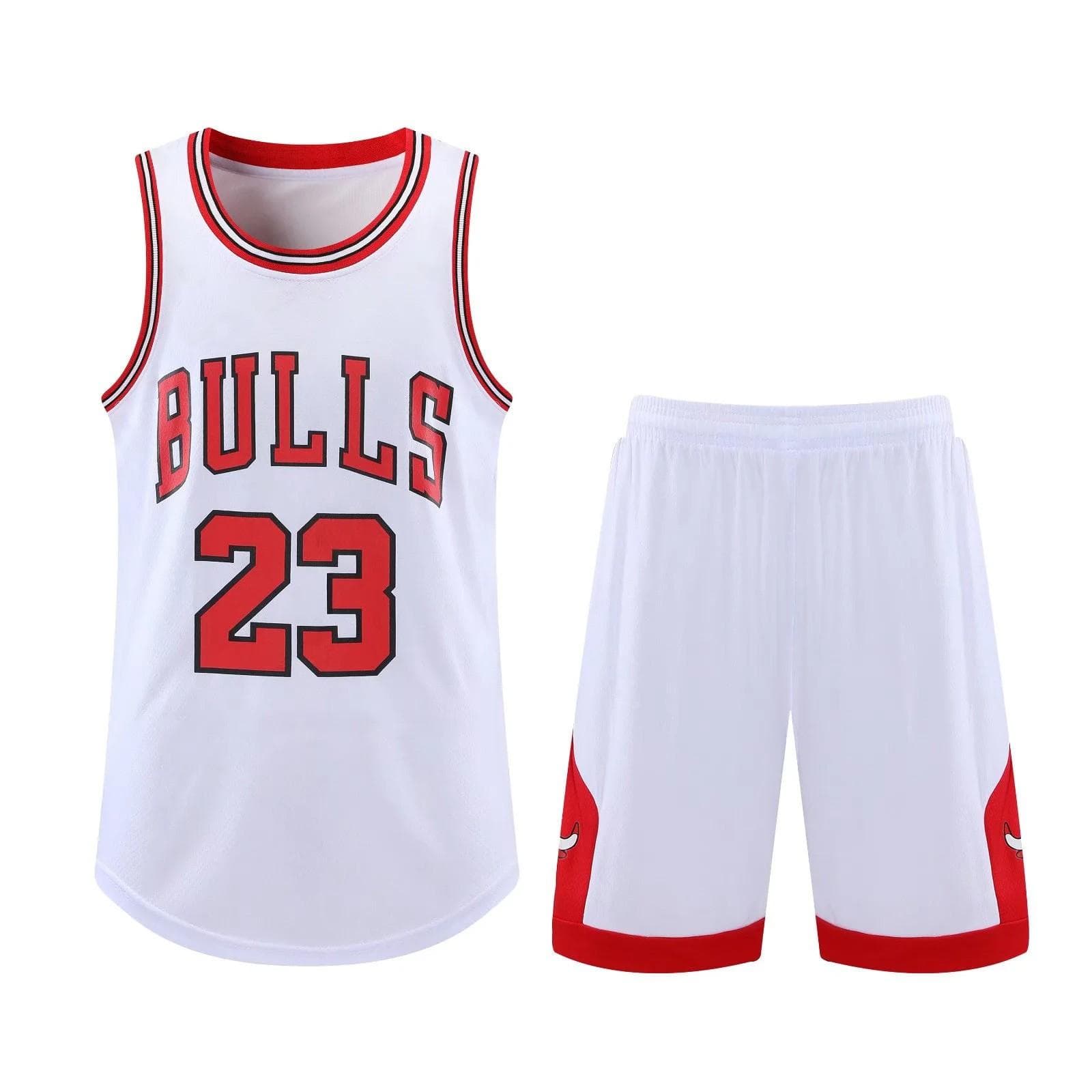 Basketball Clothes Kids Basketball Suit Classic Tops + Pants Basketball Jerseys Suit Set XS white