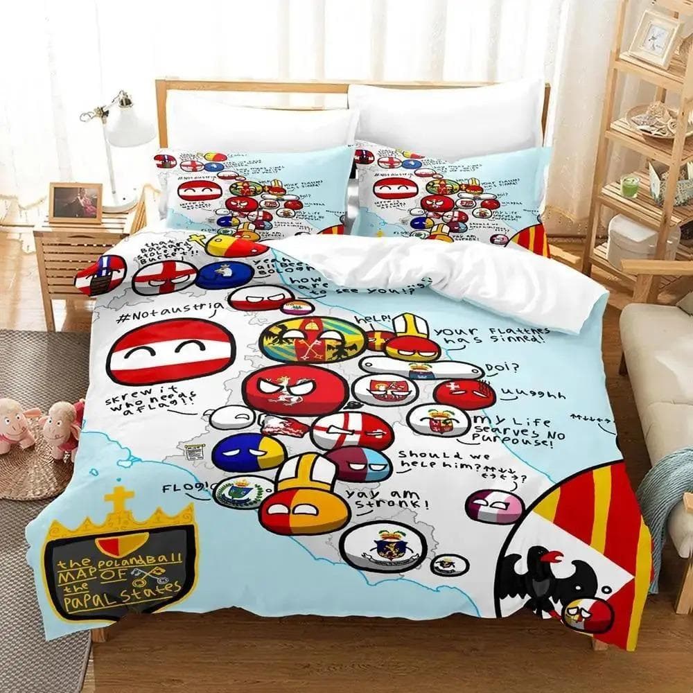 New Countryball Polandballs Bedding Set Single Twin Full Queen King Size Bed Set Aldult Kid Bedroom Duvet cover Sets 3D Anime 70x133cm 2pcs