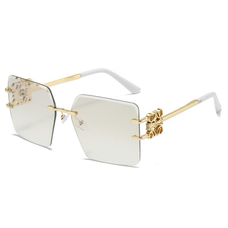 Fashion Frameless Sunglasses Vintage UV400 Big Frame Gradient Shades for Women Men Outdoor Eyewear
