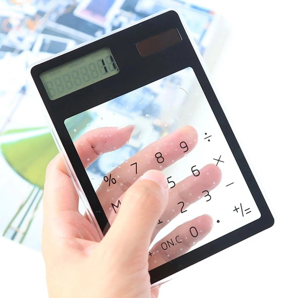 Multi Colors Transparent Touching Screen Energy Saving Solar 8 Bit Display Mini Calculator black