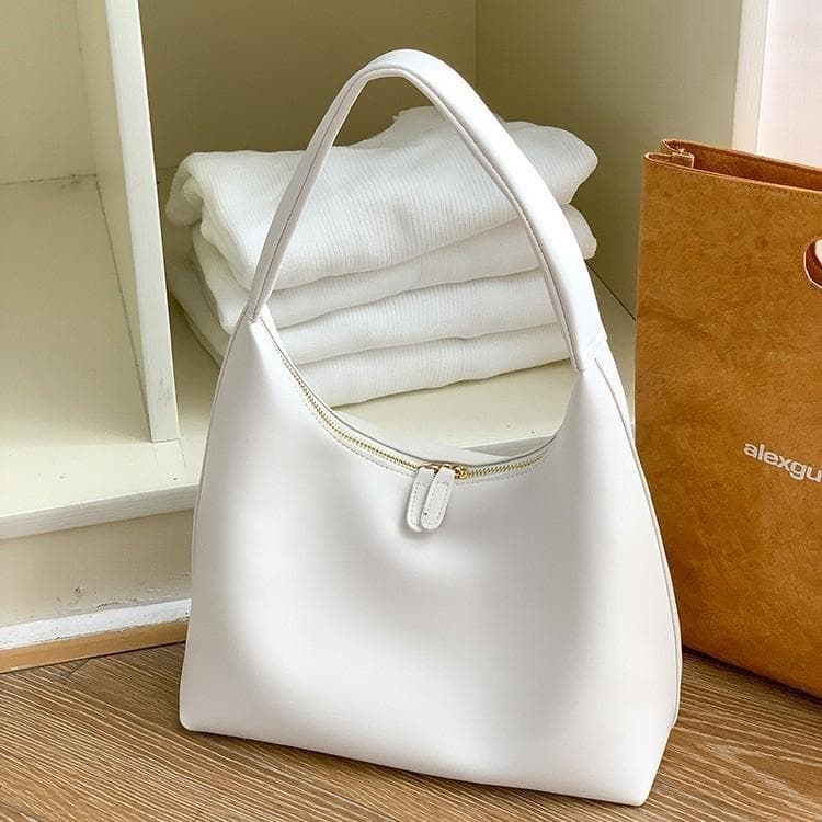 Tote Bag for Women, Retro, Simple, High-end, Fashionable, Single-shoulder Dumpling Bag, Niche Design, Large-capacity Commuting Bag white