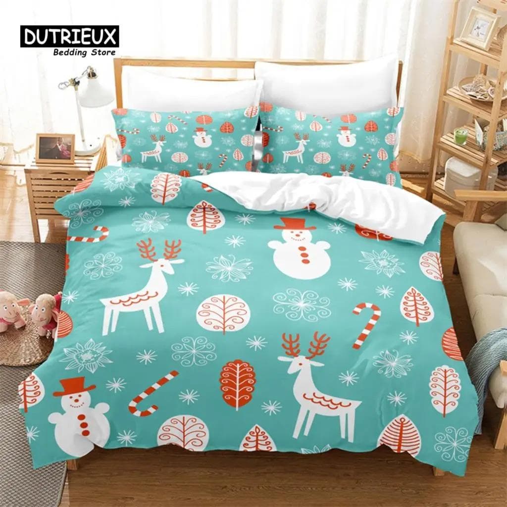 Merry Christmas Duvet Cover Set, Fashion Bedding Set, Soft Comfortable Breathable Duvet Cover, For Bedroom Guest Room Decor 70x133cm 2pcs