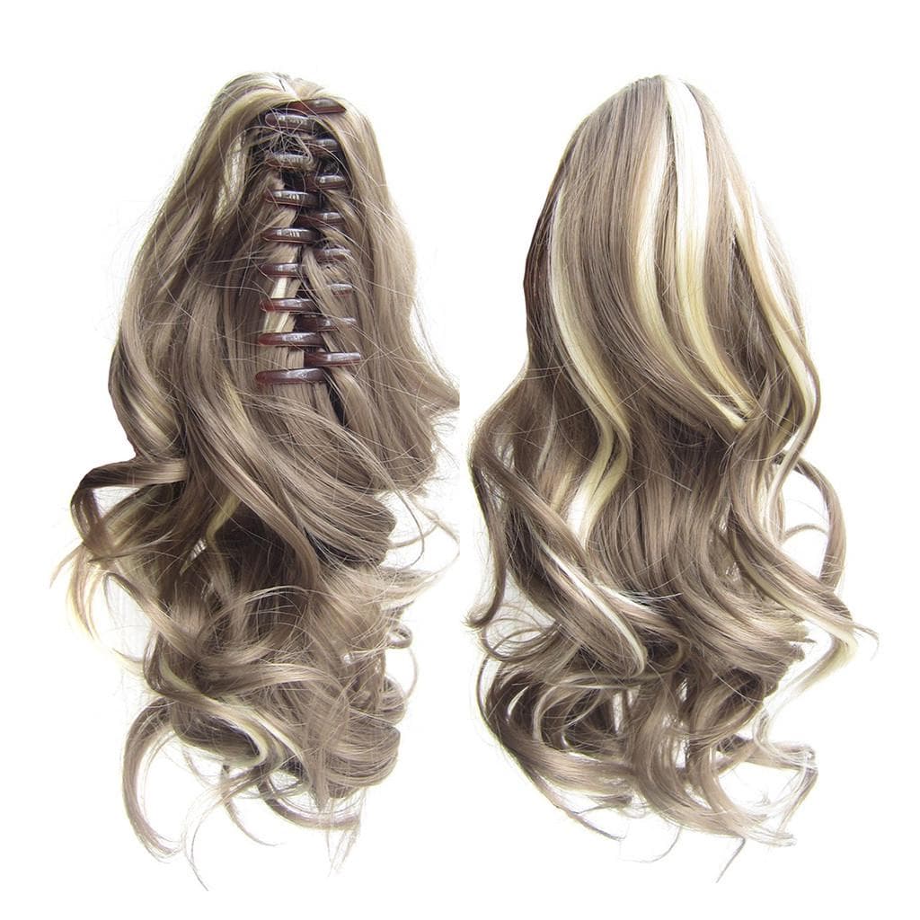 MC-17 Inch Beauty Long Hair Bun Wig PonyTail Matte High Temperature Silk Fiber Claw Clip multicolour