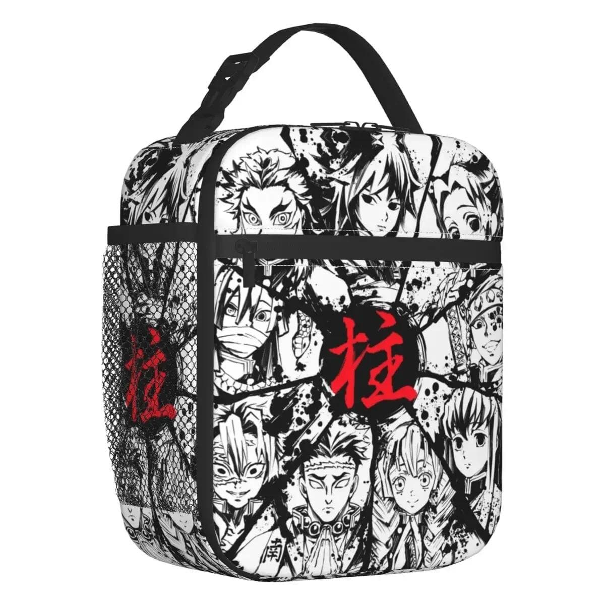 Kitsune No Yaiba Thermal Insulated Lunch Bag Women Manga Demon Slayer Resuable Lunch Tote for School Multifunction Food Box 26x21x11CM khaki