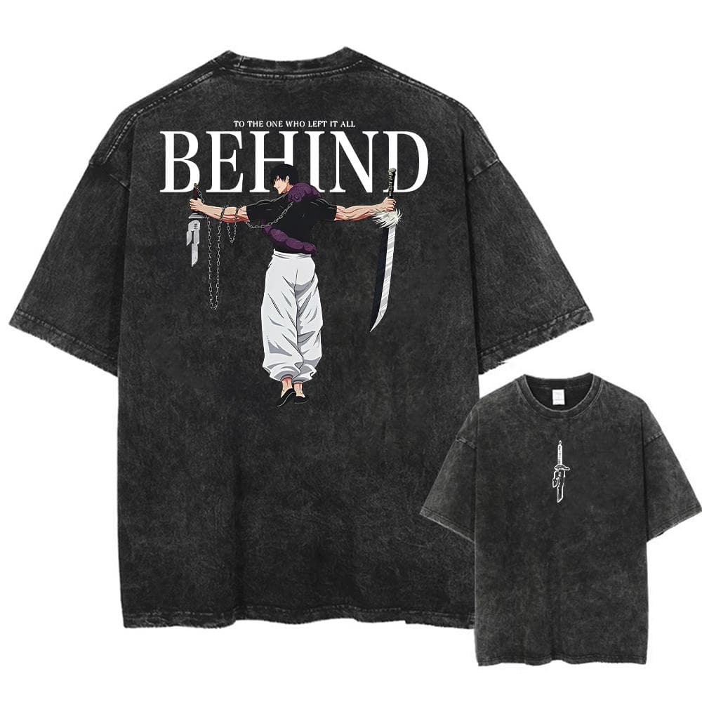 Men Streetwear Washed Acid Oversized T Shirt Japanese Anime Retro Worn Graphic Print T-Shirt Short Sleeve Tees XL