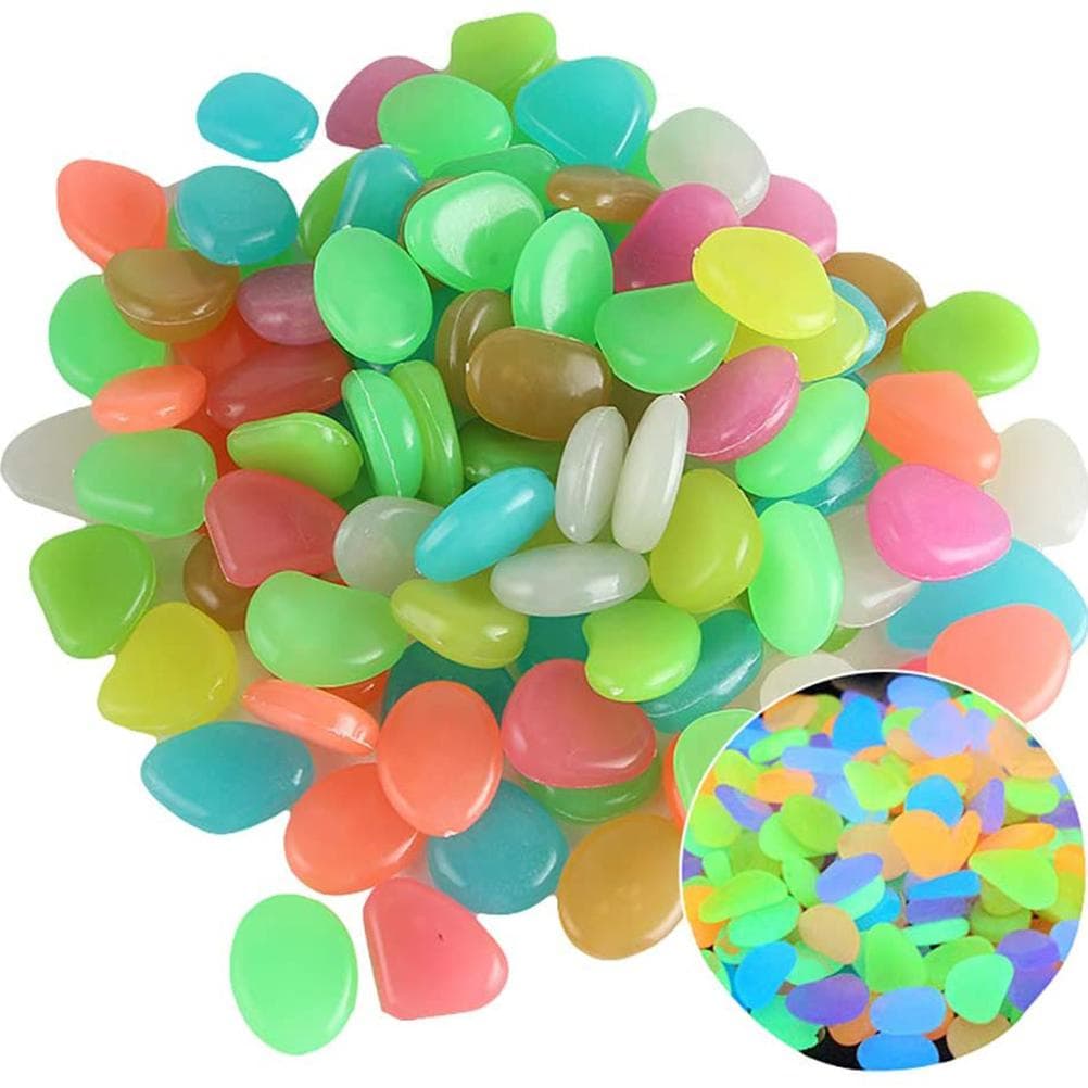 100PCS Luminous Pebbles DIY Decorative Luminous Stones Decorative Stones for Yard and Walkways