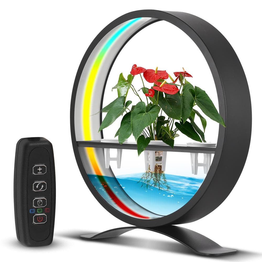 Water Feature Indoor with Light Controller LED Ring Lights Tabletop Ornament Magic Lantern APP RGB lamp black