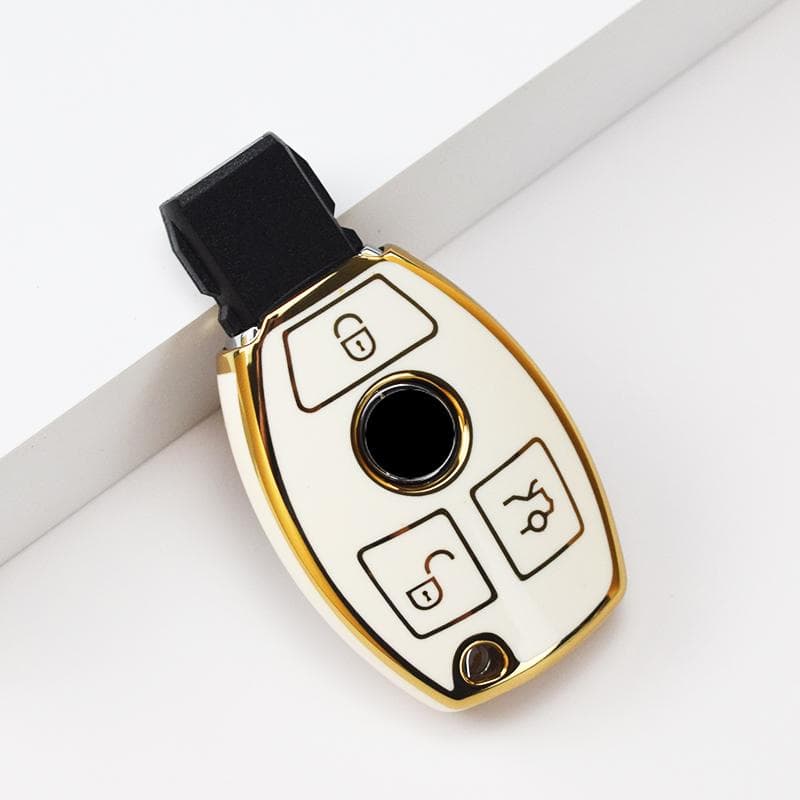 3 Buttons TPU Car Key Case Cover Key Bag For Mercedes Benz A B C S Class AMG GLA CLA GLC W176 W221 W204 W205 Accessories Holder Shell white