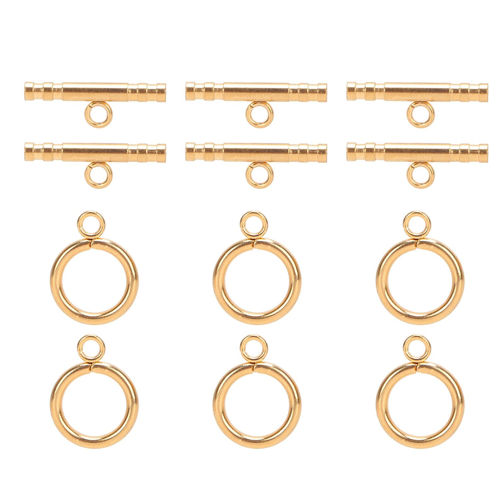 Stainless Steel Round Toggle Clasps TBar Clasps for DIY Necklace Bracelet Jewelry Gold