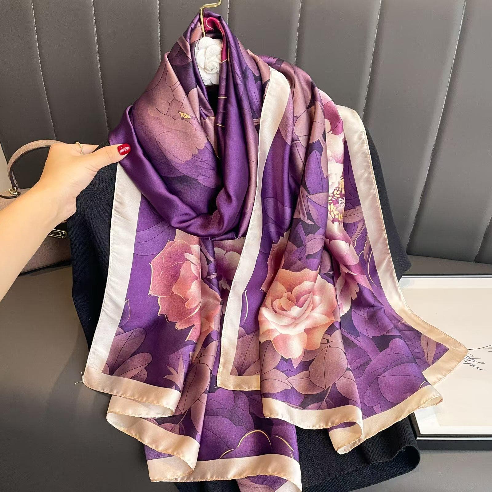 High-End Summer Silk Scarf - Long, Fashionable Sunscreen Shawl for Women 90x180