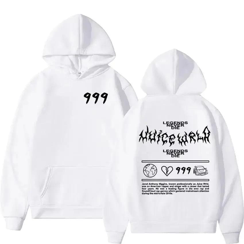 Male and Female Rapper Juice Wrld Hooded Sweatshirt Urban Fashion Sweatshirt Popular Hip-hop Sweatshirt Long Sleeved Streetwear M