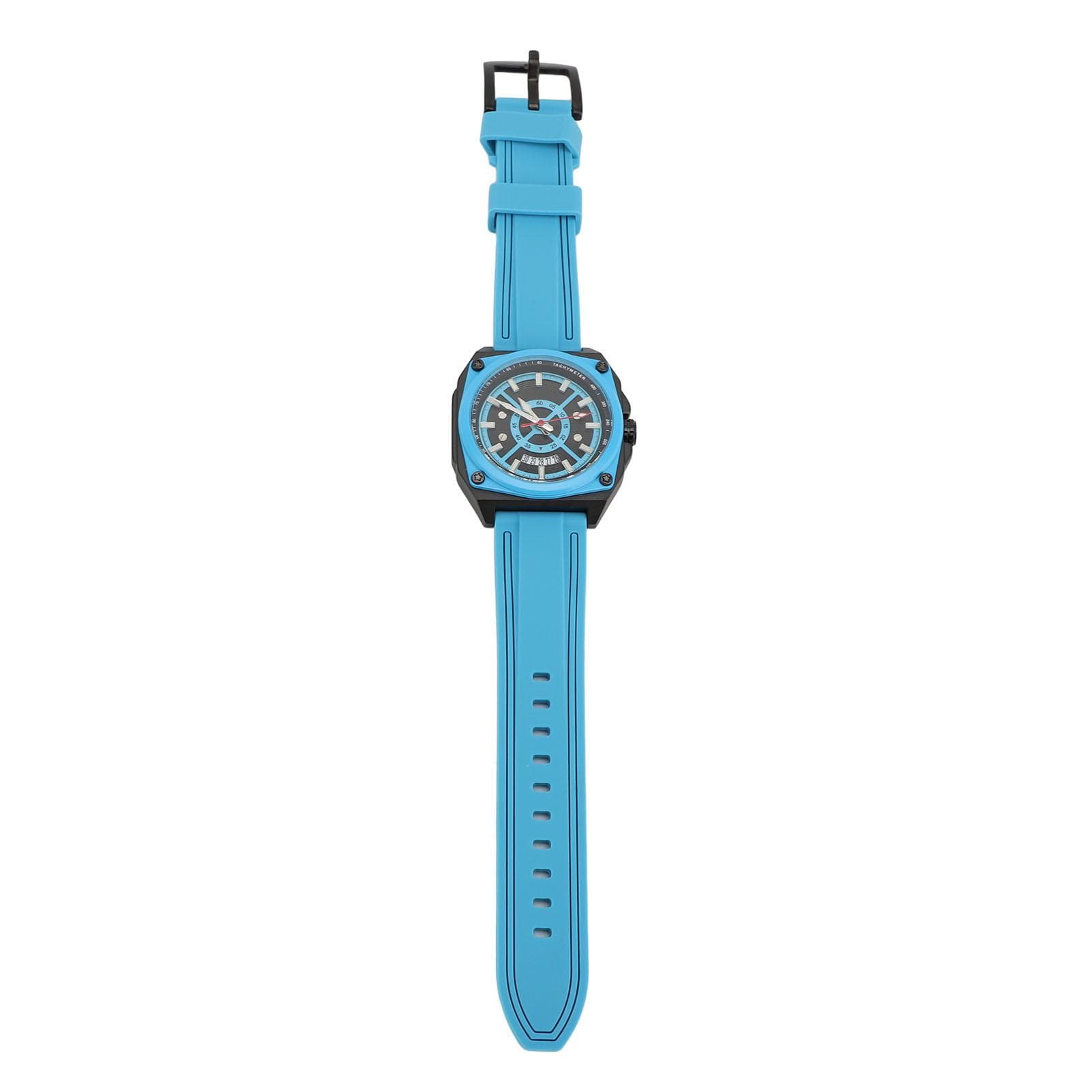 Men Multifunctional Quartz Watch Water Resistant Silicone Strap Stylish Wristwatch Casual Business blue