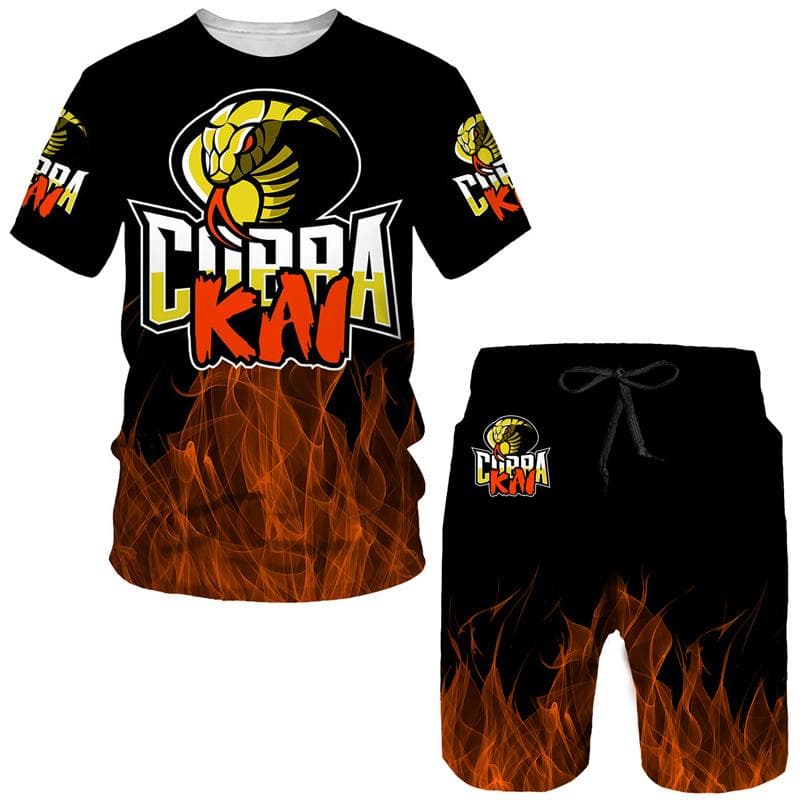 Summer Cobra Kai 3D Printed T-Shirt/Shorts/Suit Men's Cool Short Sleeve Athletic Set Casual Hip Hop Sportswear 2 Piece Tracksuit 6XL