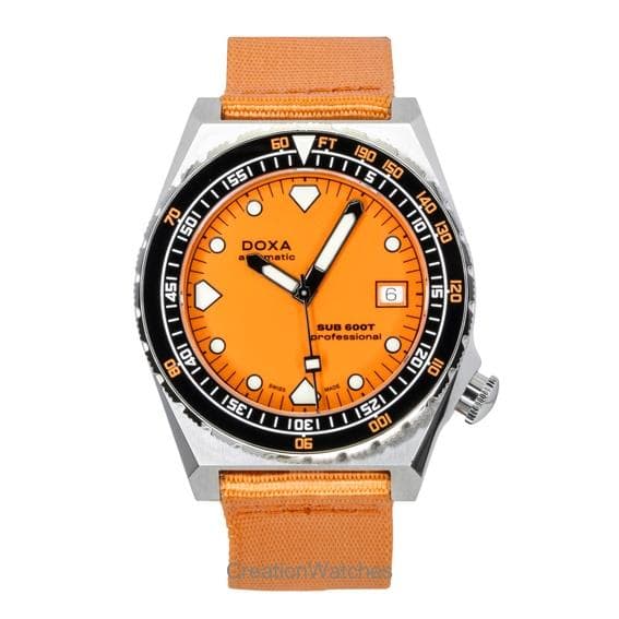 Doxa SUB 600T Professional Orange Dial Automatic Diver's 861.10.351.21-N 600M Men's Watch With Extra Strap orange
