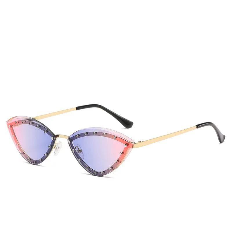 Vintage Cat Eye Sunglasses Metal Frame Oval Shades for Women Men Retro Eyewear Elliptic Sun Glasses Female Male MULTI