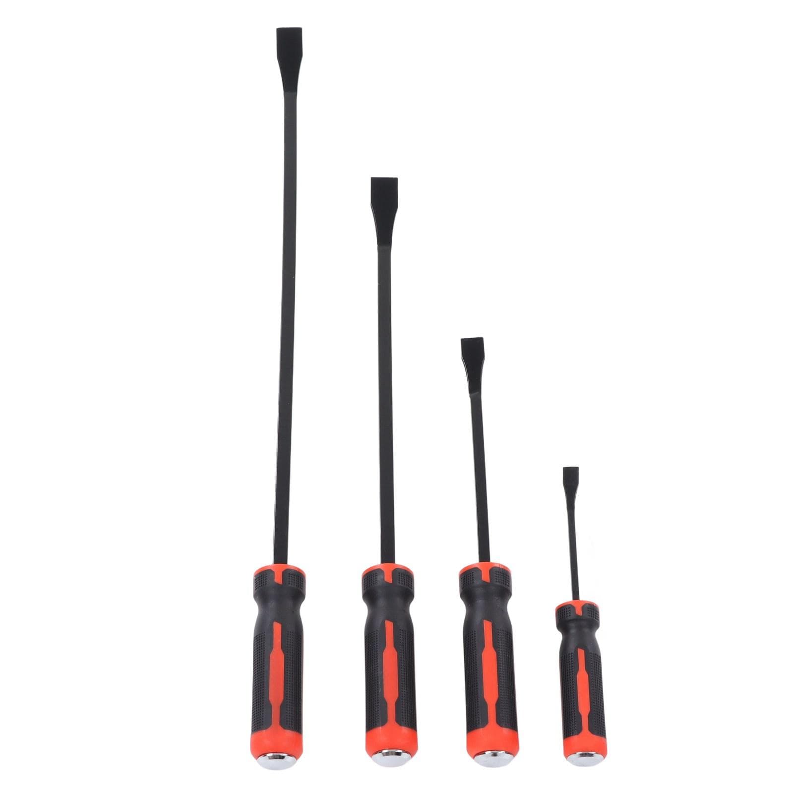 4Pcs Angled Tip Pry Bar Set 8in 12in 18in 24in 60HRC Reinforced 30 degrees Curved Car Tire Repair Pry Bar