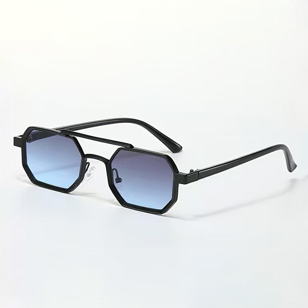 Vintage Sunglasses Women Octagonal Golden Frame Black Lens Slender Metal Strip Fashion Glasses
