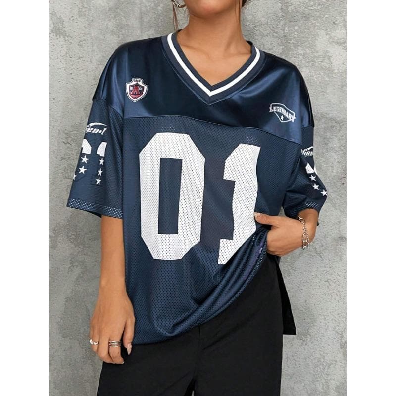 Women Los Angeles jerseys Coolane Summer Drop Shoulder Oversized Football Jersey Tee With Letter Print Couple Same Style XL
