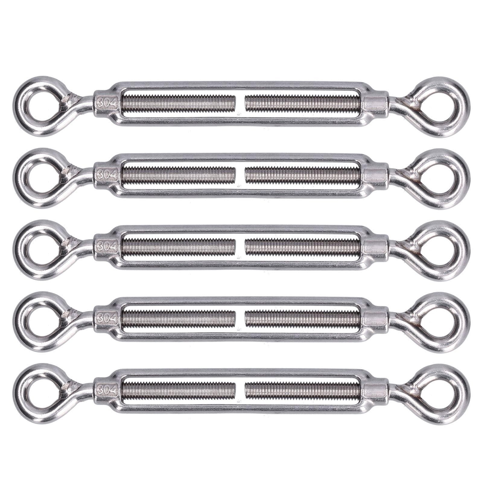 5Pcs Turnbuckle Eye and Eye Wire Rope Tension 304 Stainless Steel Shade Sail HardwareM4
