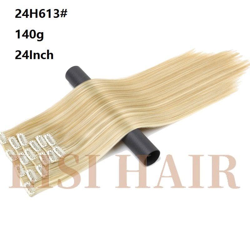 Hair Extension Synthetic Straight Hair Clips For Women Pure Color 150g High Temperature Fiber