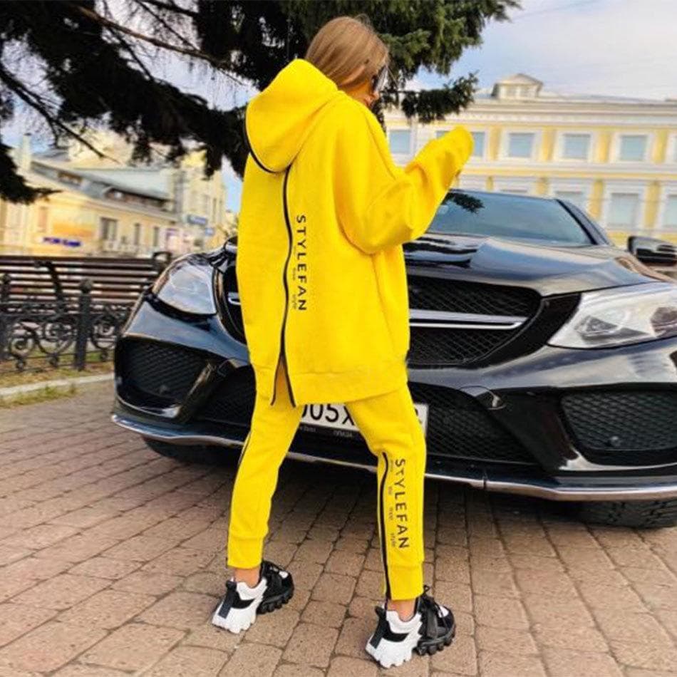 Women Fashion Sweatsuits Tracksuit Jogging Suit Streetwear Running Sportswear Zipper Long Hoodies Long Pant Two Pice Set XL