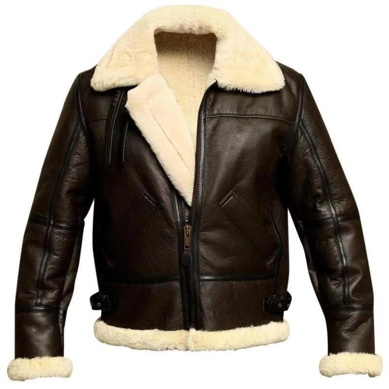 Men's Fur One-piece Long-sleeved Fur Coat 2XL