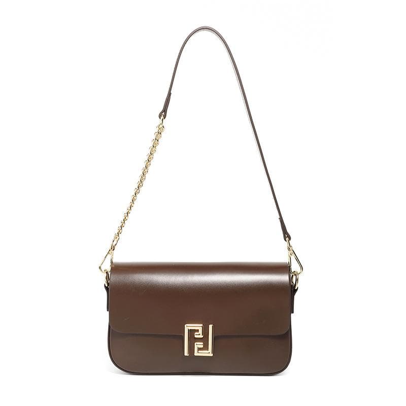 Leather High-grade Small Bag Spring Female Bag Popular Cross-body Bag Temperament Small Square Bag 22*6*14 coffee